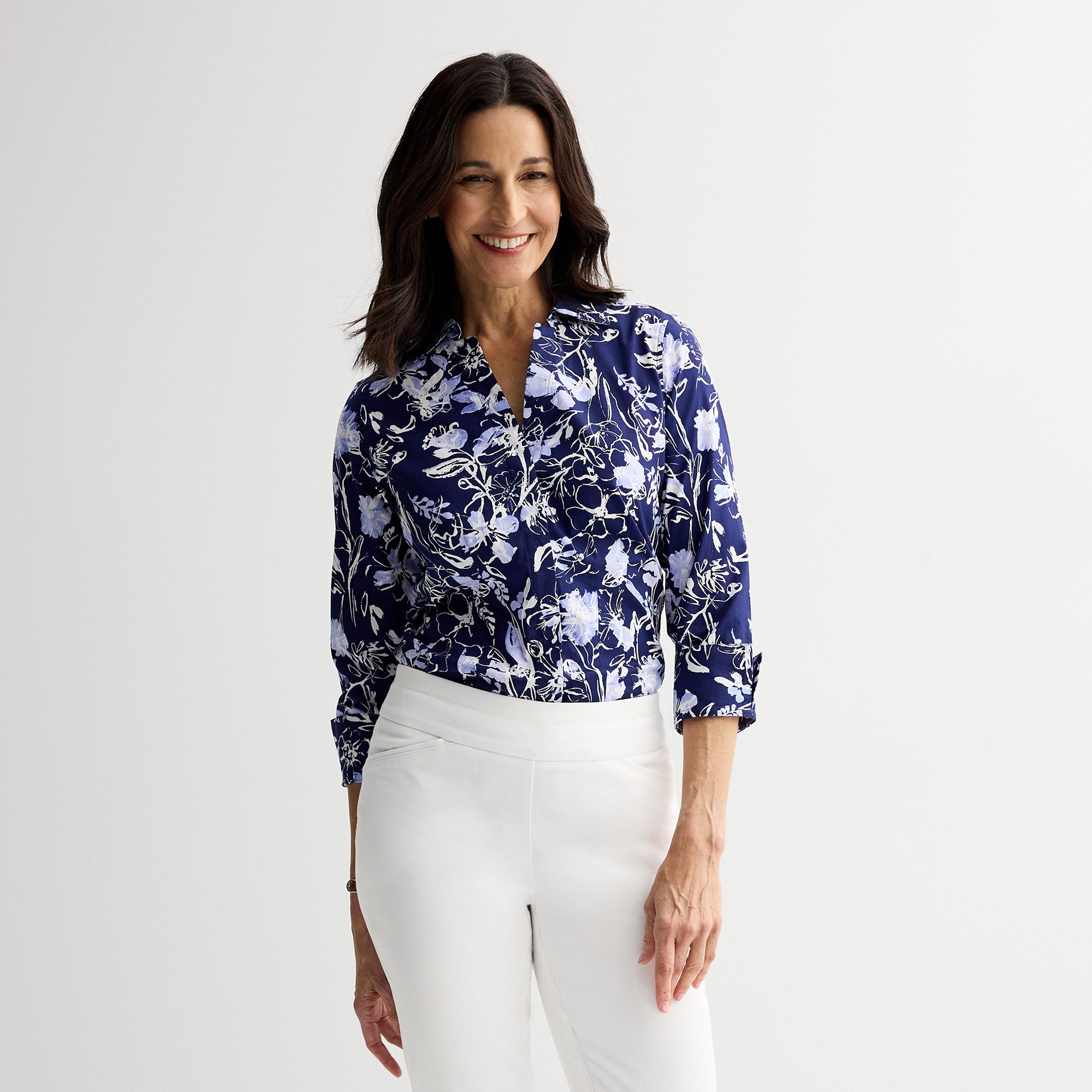 Petite Croft & Barrow® Tailored Shirt, Womens, Size: XL Petite, Rich Blue