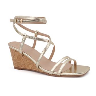 Yoki Arlette-10 Women's Low Heel Square Toe Wedge Sandals