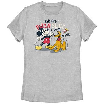 Disney's Mickey Mouse And Pluto Pizza Slice Of Life Juniors' Graphic Tee