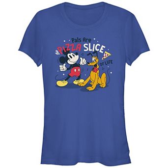Disney's Mickey Mouse And Pluto Pizza Slice Of Life Juniors' Graphic Tee