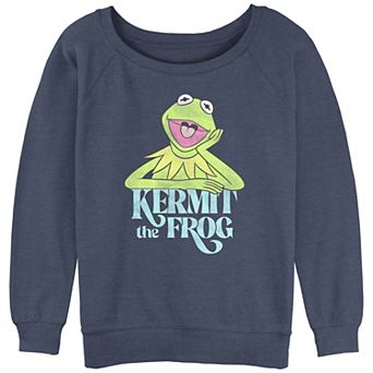 Juniors' Kermit The Frog Portrait Slouchy Terry Graphic Pullover