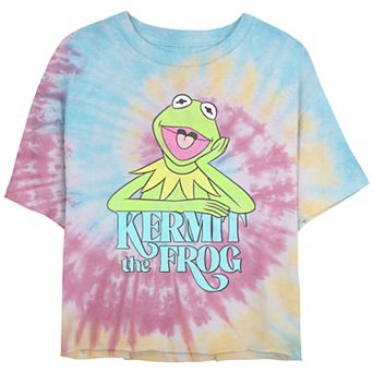 Disney's Kermit The Frog Portrait Crop Top Tie Dye Juniors' Graphic Tee