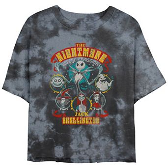 Disney's The Nightmare Before Christmas Lineup Crop Top Bombard Wash Juniors' Graphic Tee