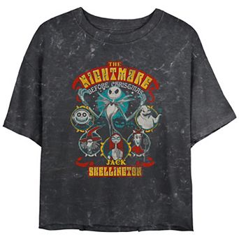 Disney's The Nightmare Before Christmas Lineup Crop Top Mineral Wash Juniors' Graphic Tee
