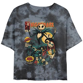 Disney's The Nightmare Before Christmas Graphic Novel Cover Crop Top Bombard Wash Juniors' Graphic Tee