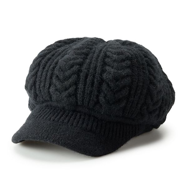 Women's Nine West Slouchy Cable Knit Cabbie Hat - Black