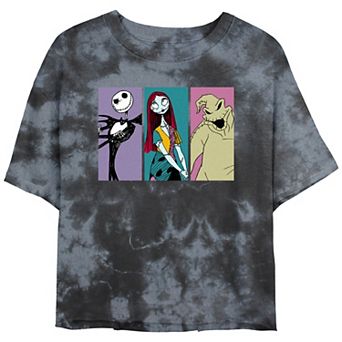Disney's The Nightmare Before Christmas Characters Panels Crop Top Bombard Wash Juniors' Graphic Tee
