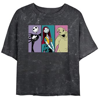 Disney's The Nightmare Before Christmas Characters Panels Crop Top Mineral Wash Juniors' Graphic Tee