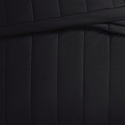 Brooklyn Loom Solid Cotton Percale Black Comforter Set