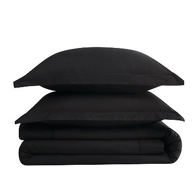 Brooklyn Loom Solid Cotton Percale Black Comforter Set