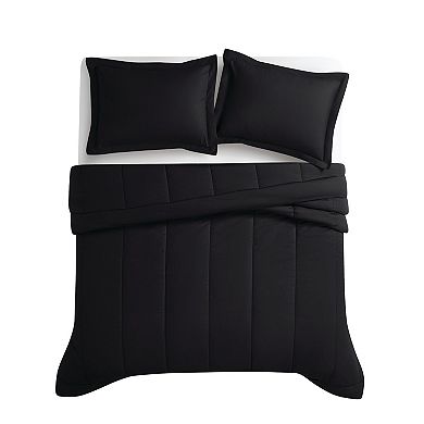 Brooklyn Loom Solid Cotton Percale Black Comforter Set