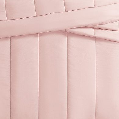 Brooklyn Loom Solid Cotton Percale Blush Comforter Set