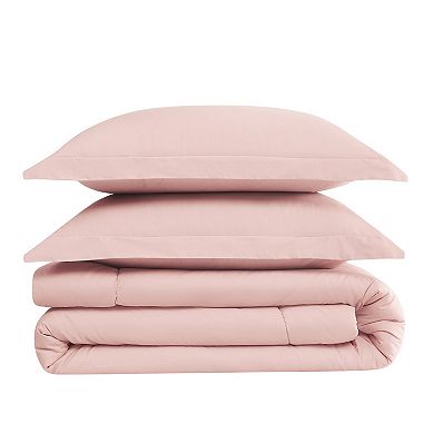 Brooklyn Loom Solid Cotton Percale Blush Comforter Set