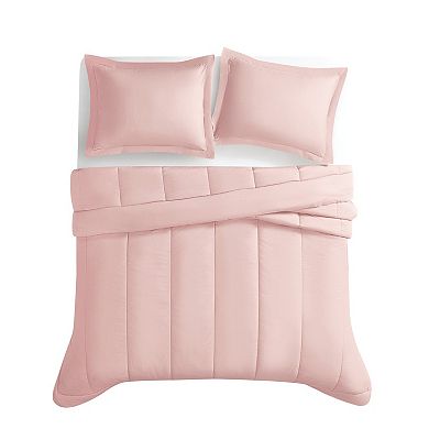 Brooklyn Loom Solid Cotton Percale Blush Comforter Set