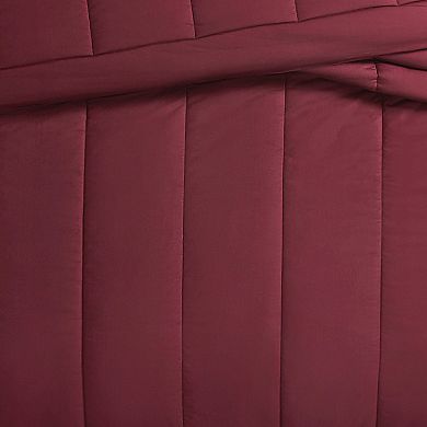 Brooklyn Loom Solid Cotton Percale Burgundy Comforter Set