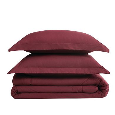 Brooklyn Loom Solid Cotton Percale Burgundy Comforter Set