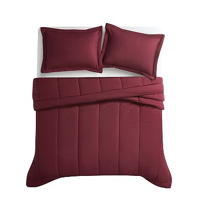 Brooklyn Loom Solid Cotton Percale Burgundy Comforter Set