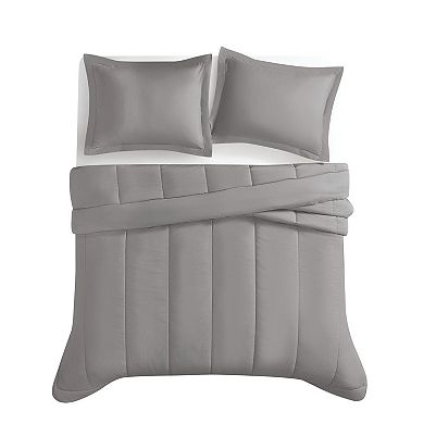 Brooklyn Loom Solid Cotton Percale Grey Comforter Set