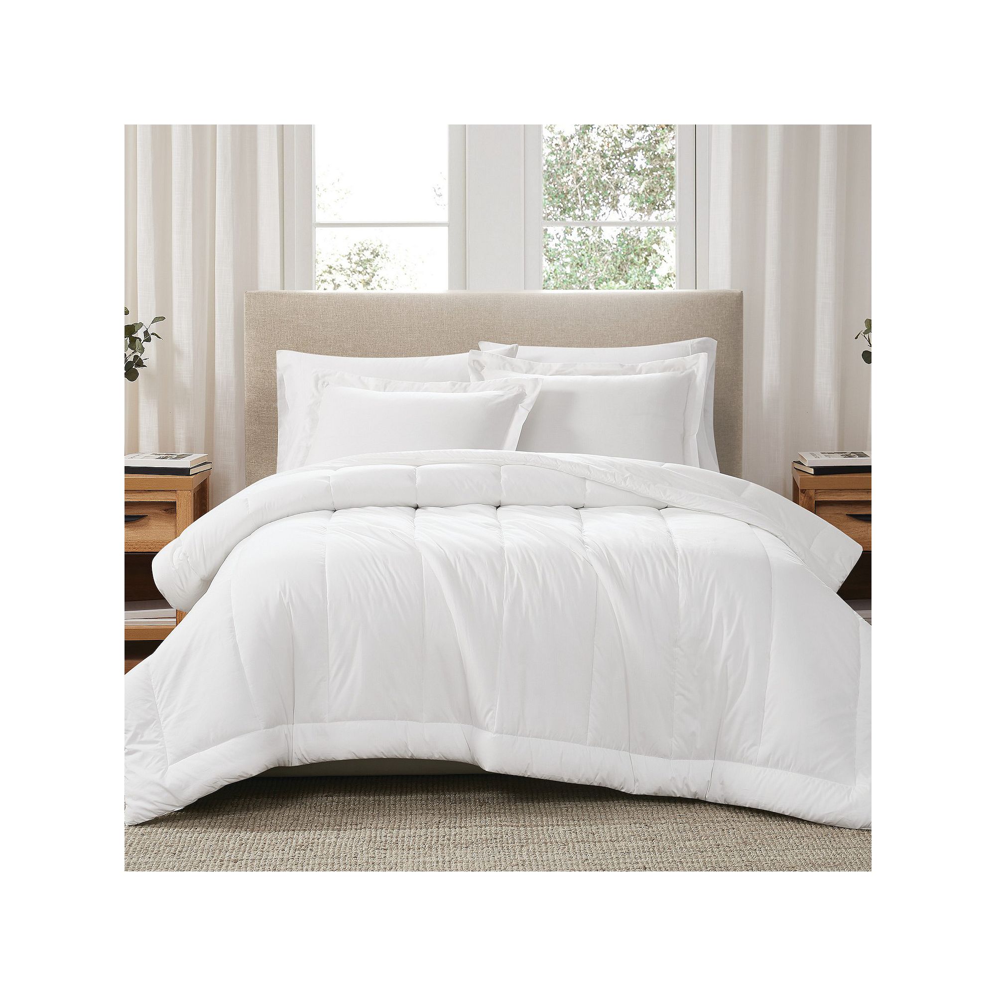 Brooklyn Loom Solid Cotton Percale White Comforter Set
