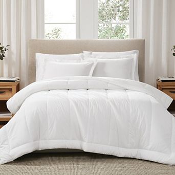 Brooklyn Loom Solid Cotton Percale White Comforter Set