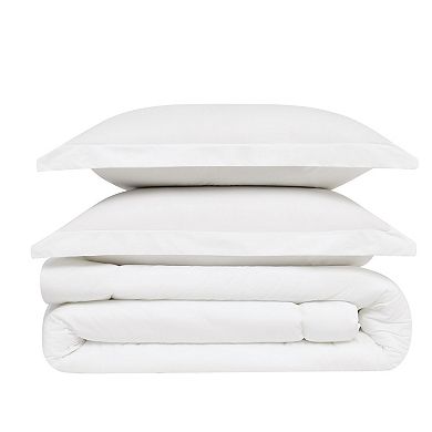 Brooklyn Loom Solid Cotton Percale White Comforter Set