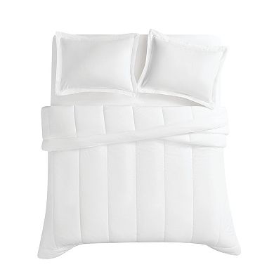 Brooklyn Loom Solid Cotton Percale White Comforter Set