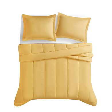 Brooklyn Loom Solid Cotton Percale Mustard Yellow Comforter Set