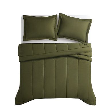 Brooklyn Loom Solid Cotton Percale Olive Green Comforter Set