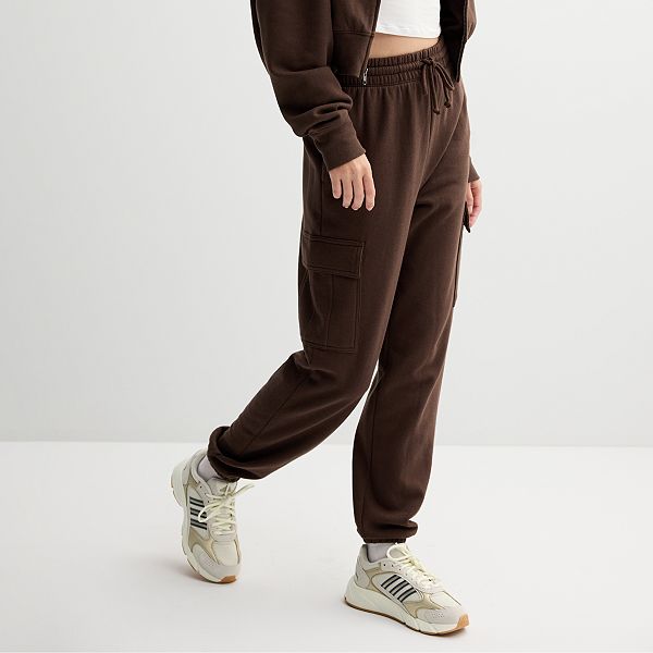 Juniors' SO® Fleece Cargo Jogger Pants - Beau Brown (X SMALL)