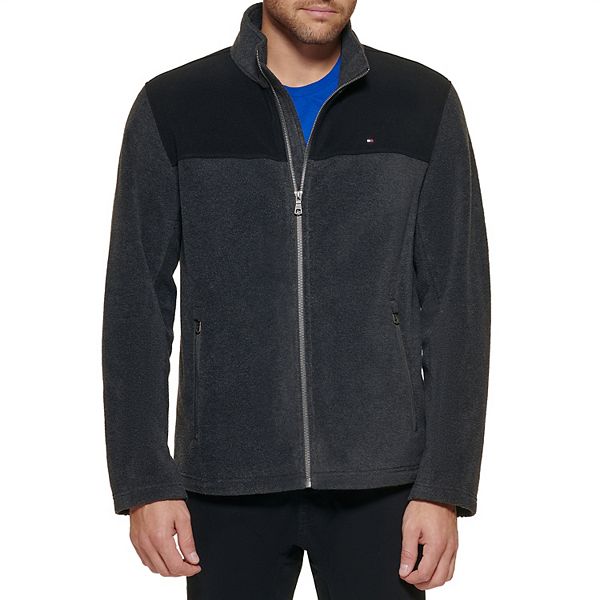 Men's Tommy Hilfiger Fleece Jacket - Black Medium Gray (XXL)
