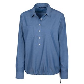 Cutter & Buck Womens Windward Twill Long Sleeve Popover