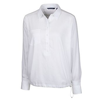 Cutter & Buck Womens Windward Twill Long Sleeve Popover