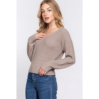 Dolman Slv Strappy Open Back Sweater