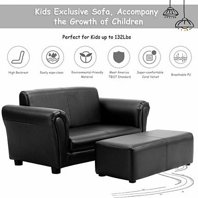 Soft Kids Double Sofa With Ottoman