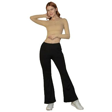 High Waisted Front Pocket Flare Pants