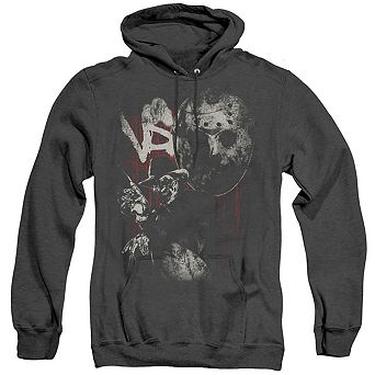 Freddy Vs Jason Scratches Adult Heather Hoodie