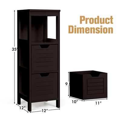 Bathroom Wooden Floor Cabinet Multifunction Storage Rack Stand Organizer