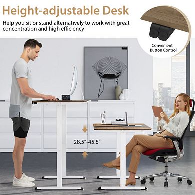 Electric Height Adjustable Office Desk With Hook