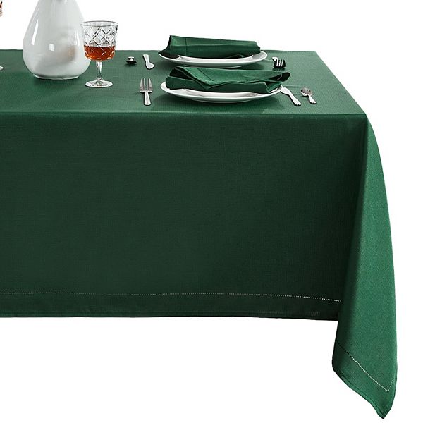 Elrene Home Fashions Alison Eyelet Punched Border Fabric Square/Rectangle Tablecloth - Forest (60X84)