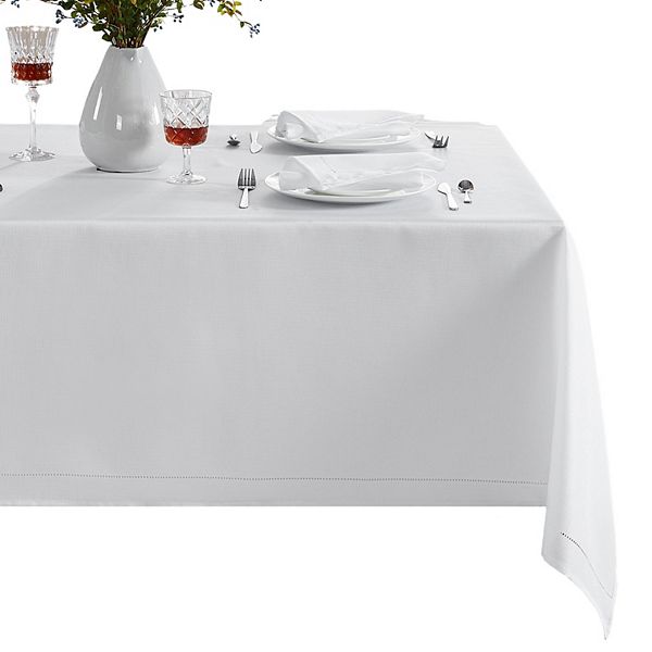 Elrene Alison Eyelet Punched Border Fabric Tablecloth 52" Square - White