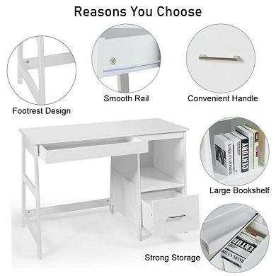 Modern Home Computer Desk With 2 Storage Drawers