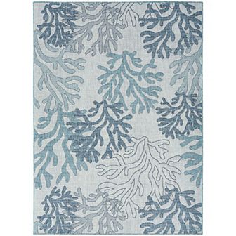 Nourison Garden Oasis Nautical Coral Beach Outdoor Rug