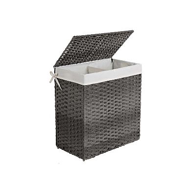 Gray Laundry Hamper With Divider & Lid