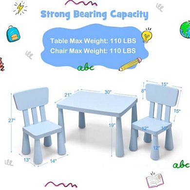 3 Pieces Toddler Multi Activity Play Dining Study Kids Table And Chair Set