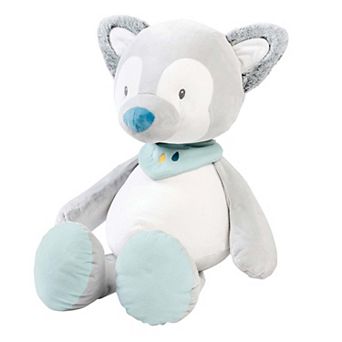 Nattou Plush Wolf Tiloo - Plush Toy, Helps Baby Motor Skills, Washable - Grey, 11 in