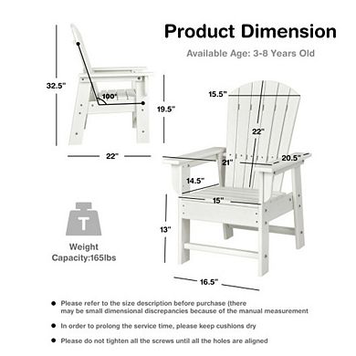 Patio Kids' Adirondack Chair With Ergonomic Backrest