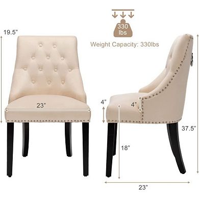 Modern Upholstered Button-tufted Dining Chair With Nailed Trim