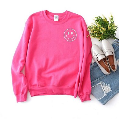 Embroidered Smiley Face Outline Sweatshirt