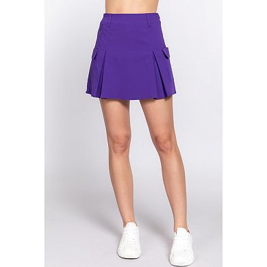 Stretch Cargo Mini Skirt With Underpants