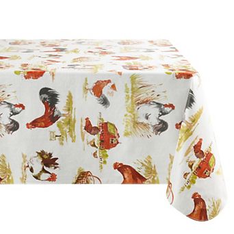 Elrene Home Fashions Vintage Rooster Farm Printed Square/Rectangle Vinyl Tablecloth